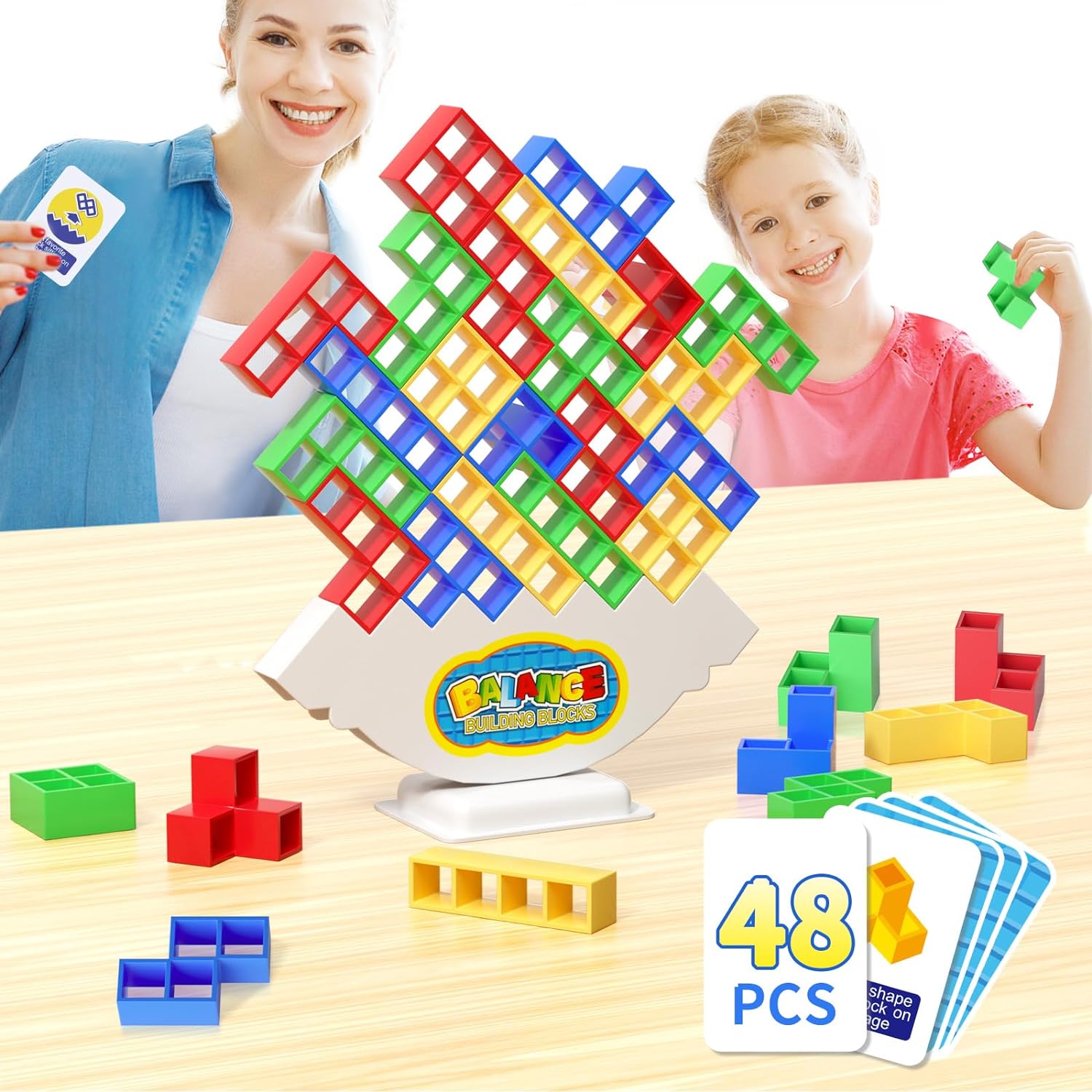 Board Game, Fun Balance Stacking Building Blocks Board Game for Kids,Perfect for Family Games, Parties, Travel,Novelty Toy Gifts for Kids or Friends.